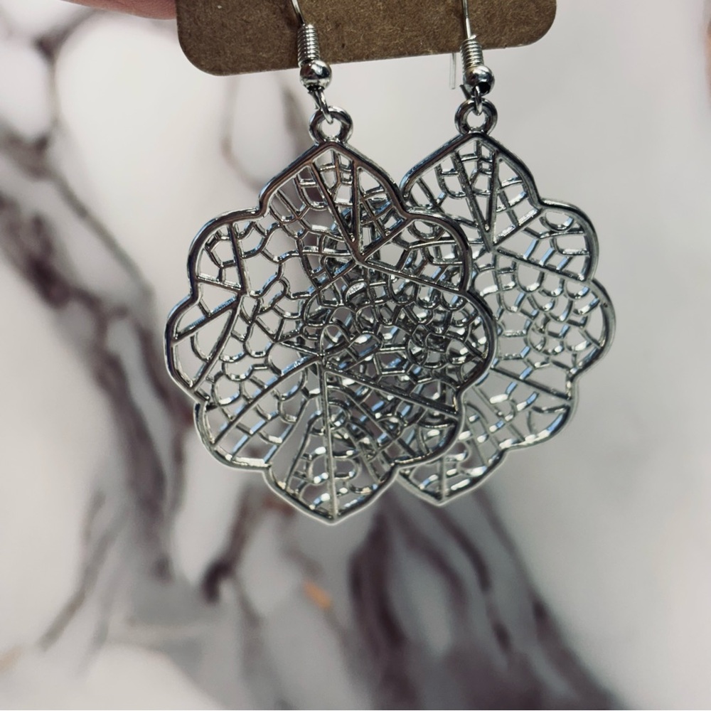 Intricate Silver Leaf Earrings